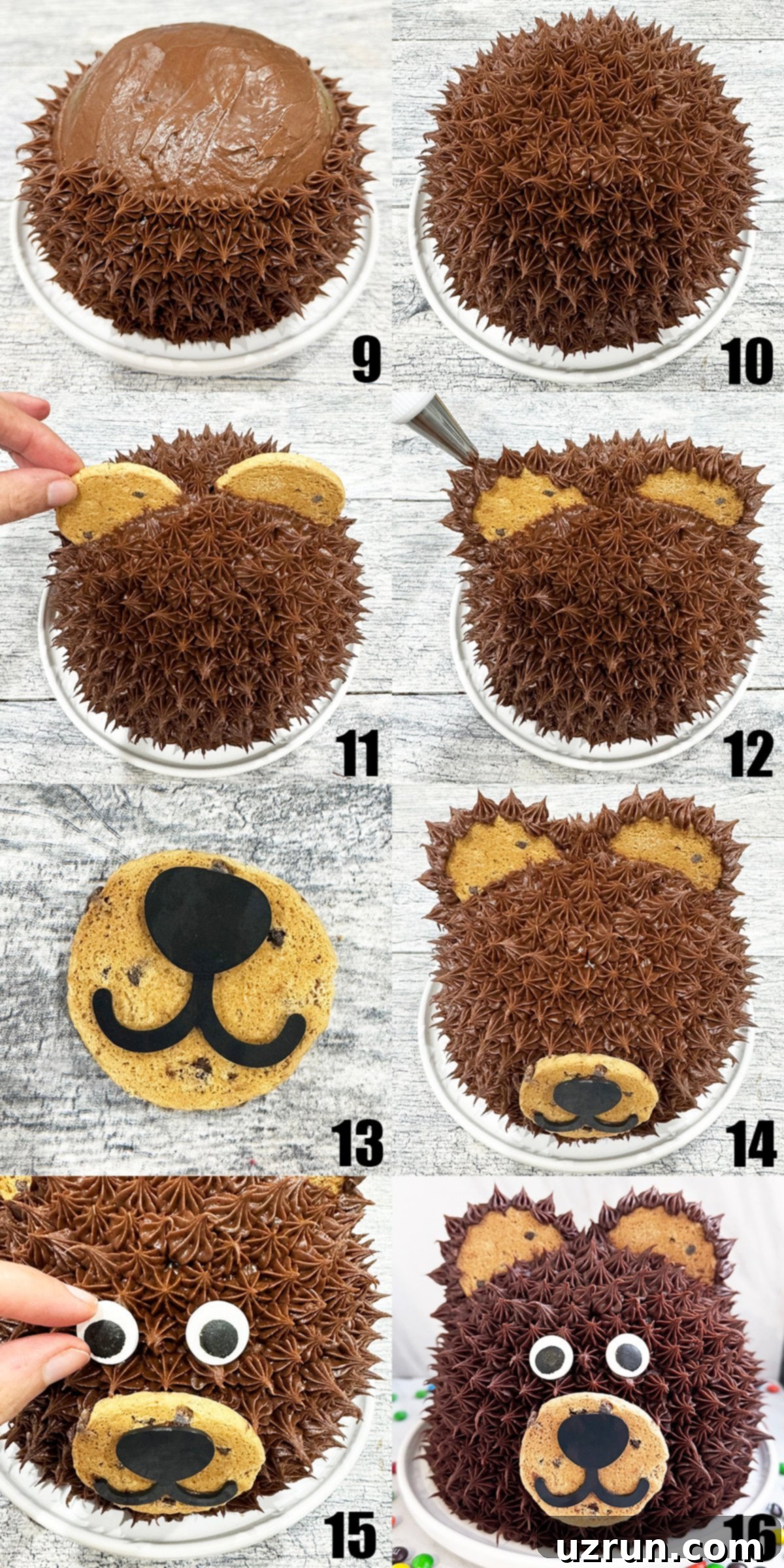 Bake a Beary Easy Party Cake 6 Collage Image With Step by Step Process Shots on How to Make Teddy Bear Cake- Part 2.