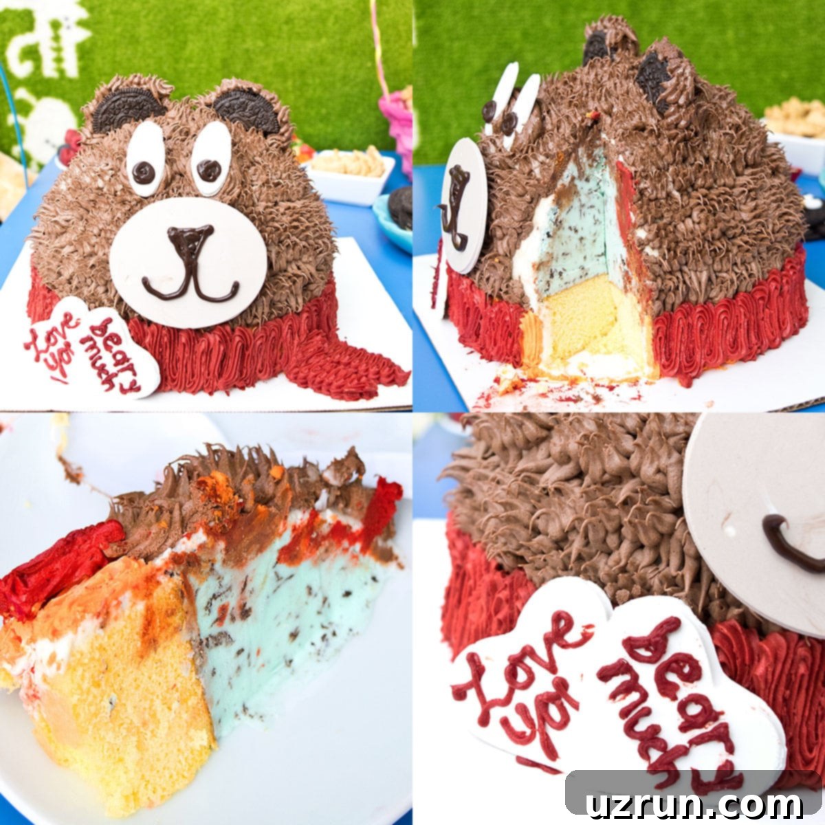 Bake a Beary Easy Party Cake 10 Collage Image With Teddy Cake From Baskin Robbins.