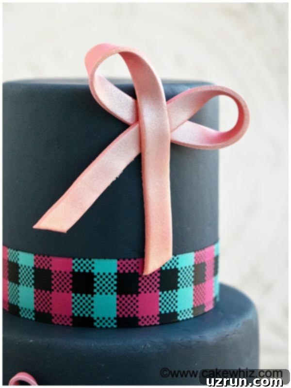 Cake with Bow Made Out of Fondant