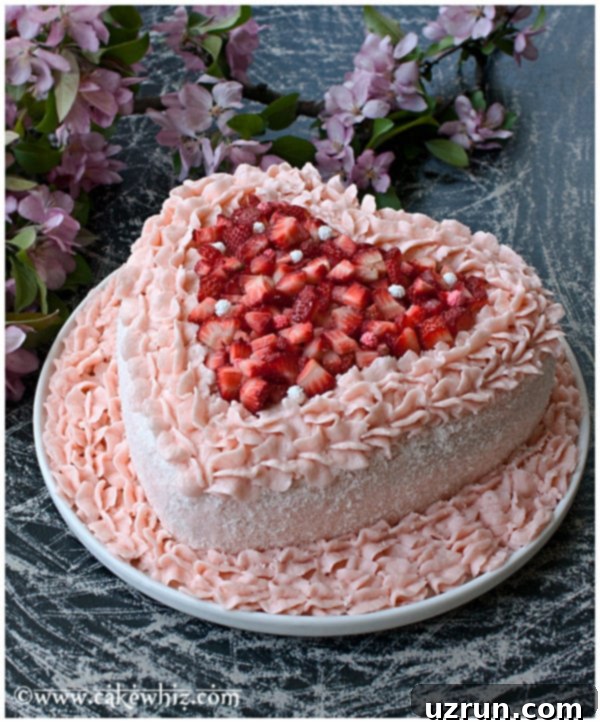 Easy Homemade Pink Velvet Cake From Scratch on White Dish (Heart Cake)