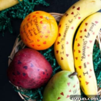 Valentine's Day Fruit Delights 6 Valentine's Day Treats and Snacks (Fruits) in Basket.