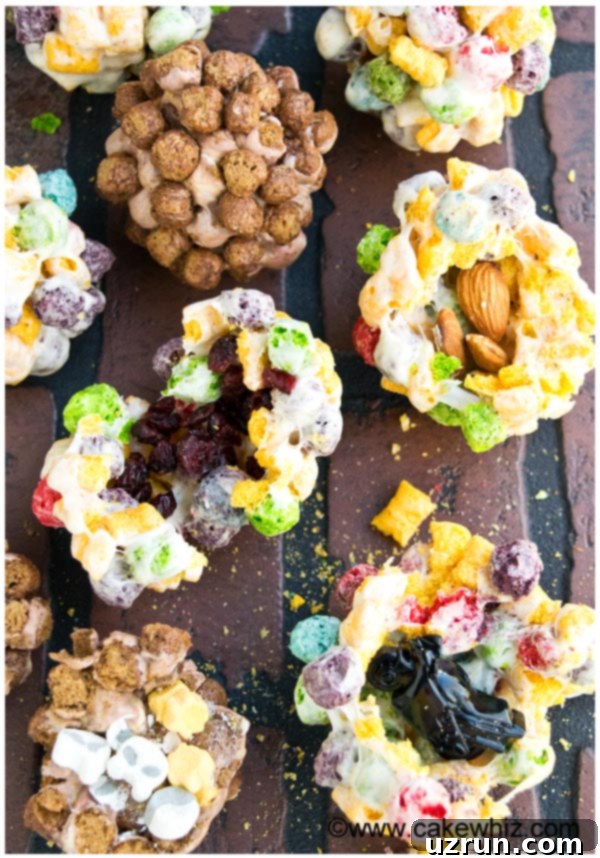 No-Bake Rainbow Cereal Balls 5 Edible Pinata Balls Placed on Brick Background With Multiple Filling Options