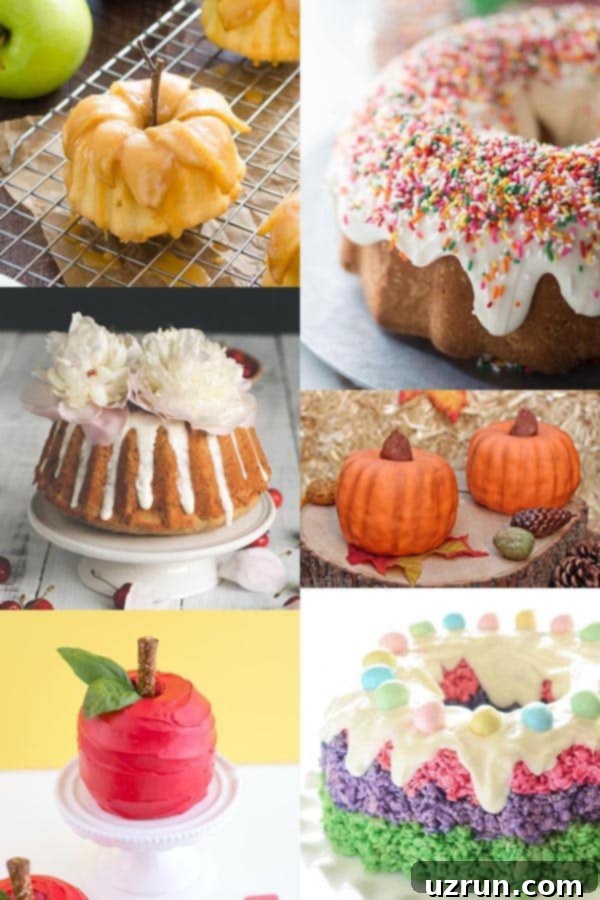 Collage Image With Easy Bundt Cake Decorating Ideas.