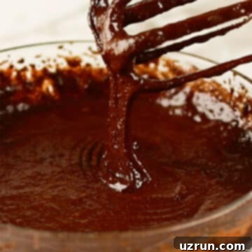 Fudgy Chocolate Orange Brownies 6 Smooth brownie batter dripping from whisk.