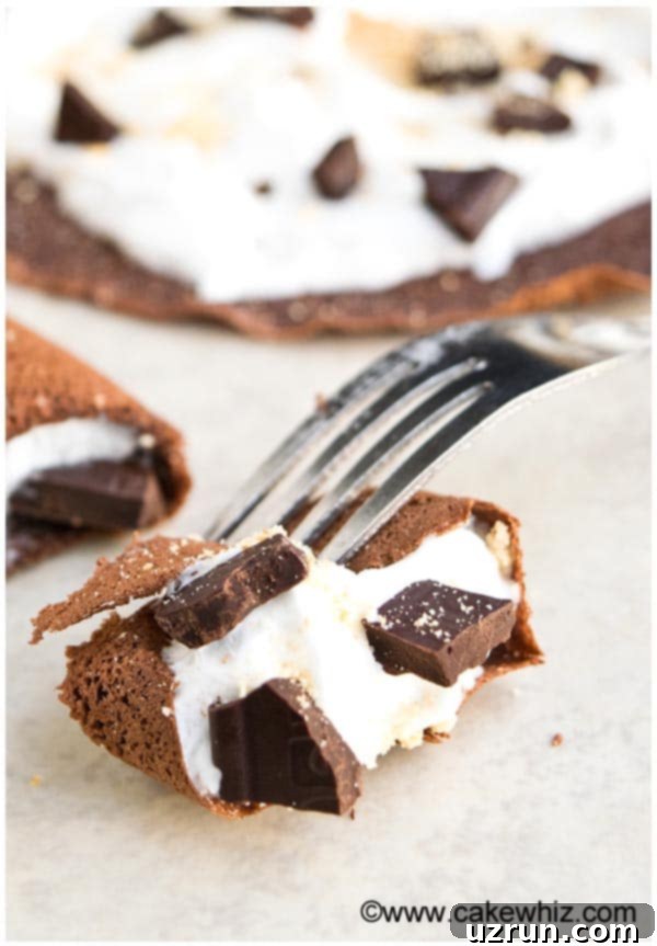 Effortless Blender Chocolate Crepes 3 Closeup Shot of Fork Full of Chocolate Filled Crepes on White Background