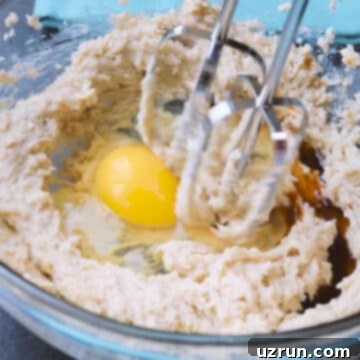 Salted Caramel Chocolate Chip Cookies 5 Remaining wet ingredients added to creamed butter.