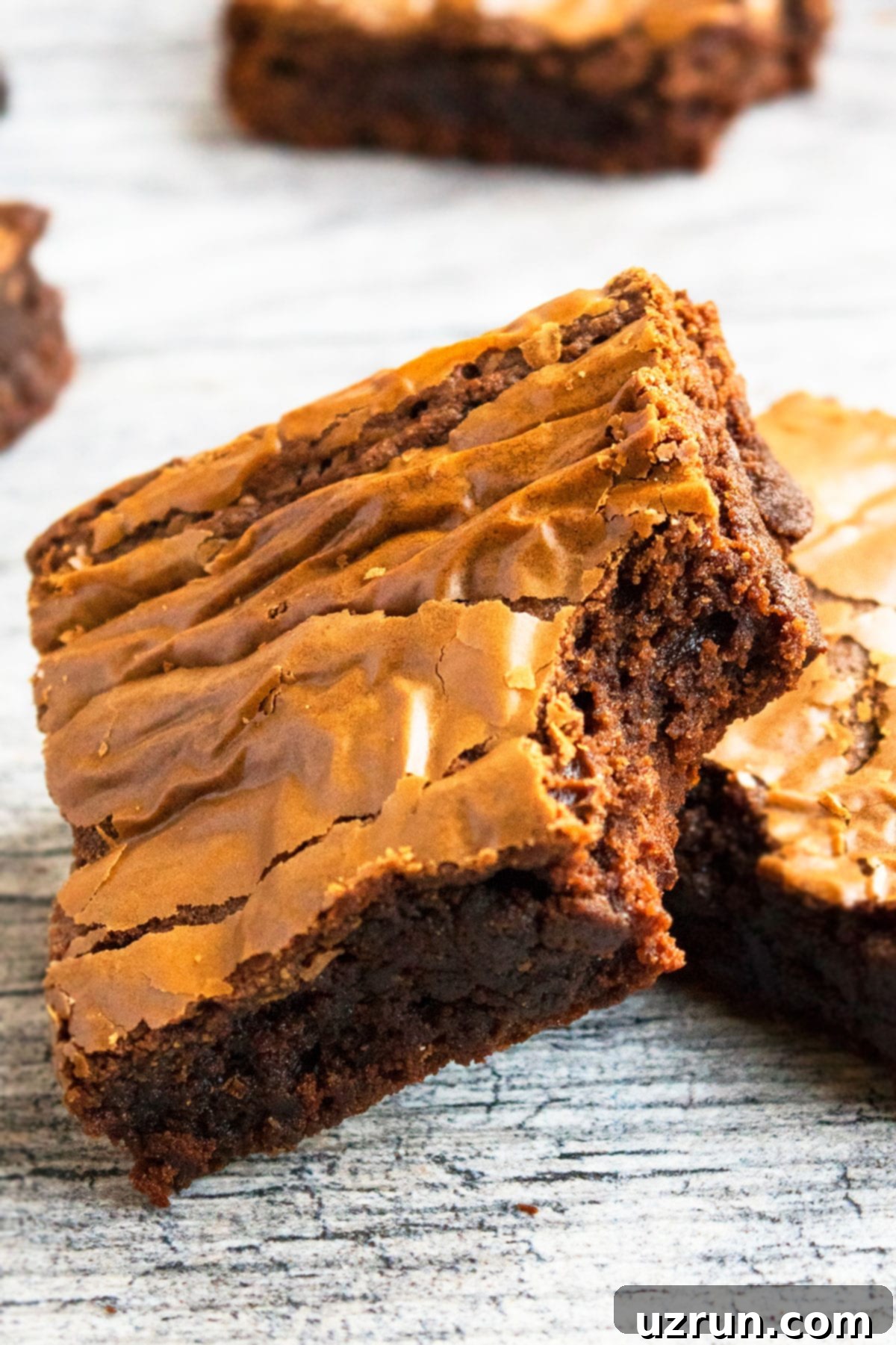 Easy Nutella Brownies with Just 3 Ingredients 6 Partially Eaten Brownie- Closeup Shot.