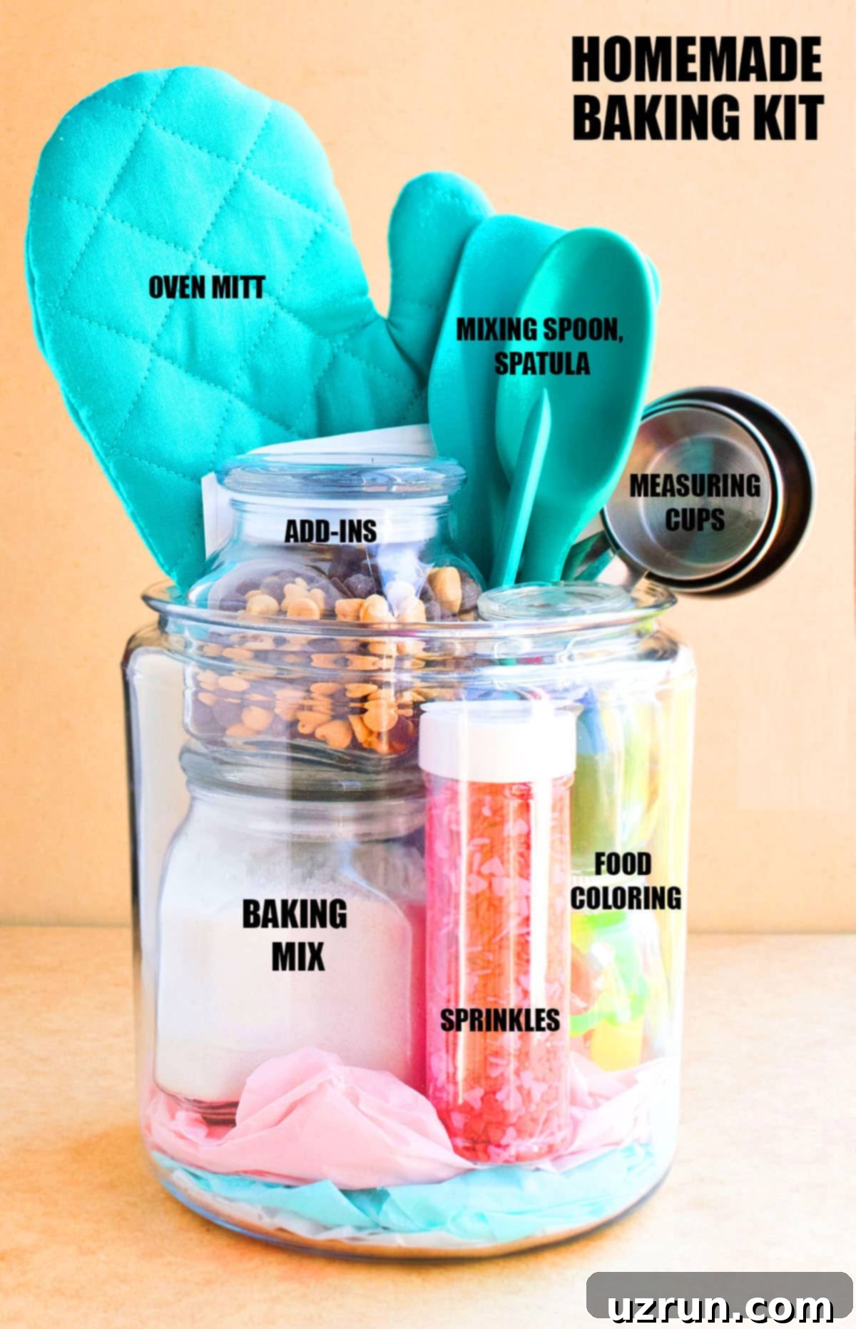 Easy Homemade Food Gifts for Christmas 6 Homemade Baking Kit in Large Glass Jar.