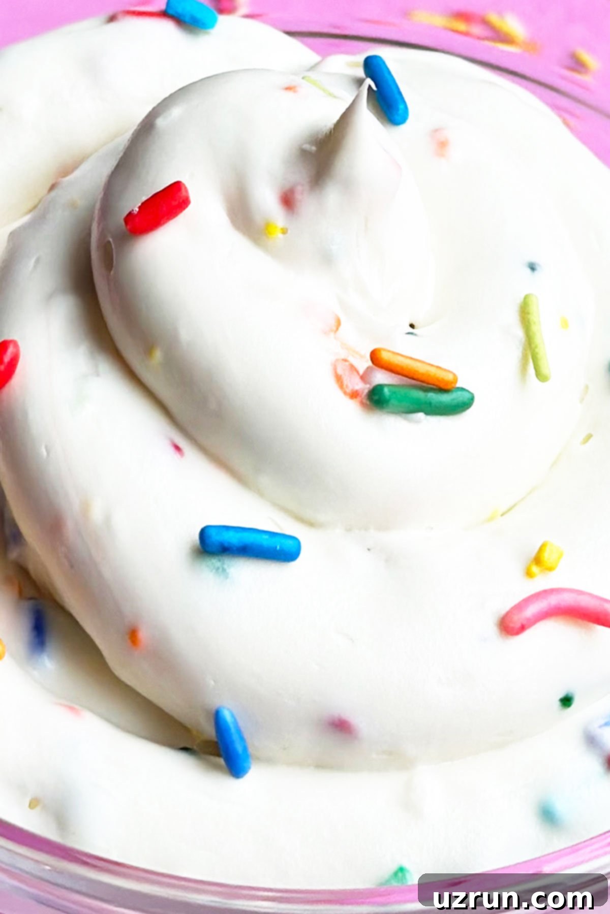 Funfetti Cake Batter Dip 4 Closeup Shot of Sweet Dessert Dip With Sprinkles.