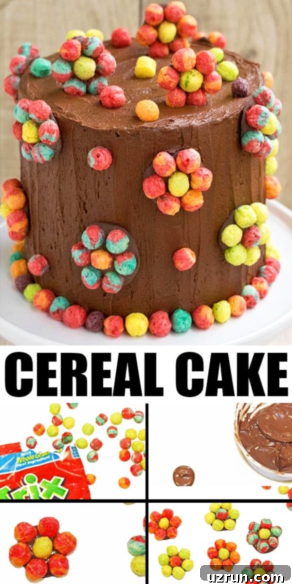 Easy Trix Cereal Cake 4 Collage Image With Process Shots on How to Make Cereal Cake