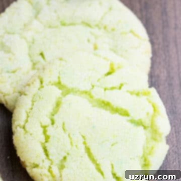 Zesty Key Lime Crinkle Cookies 6 Easy Key Lime Cookies on Wood Background.