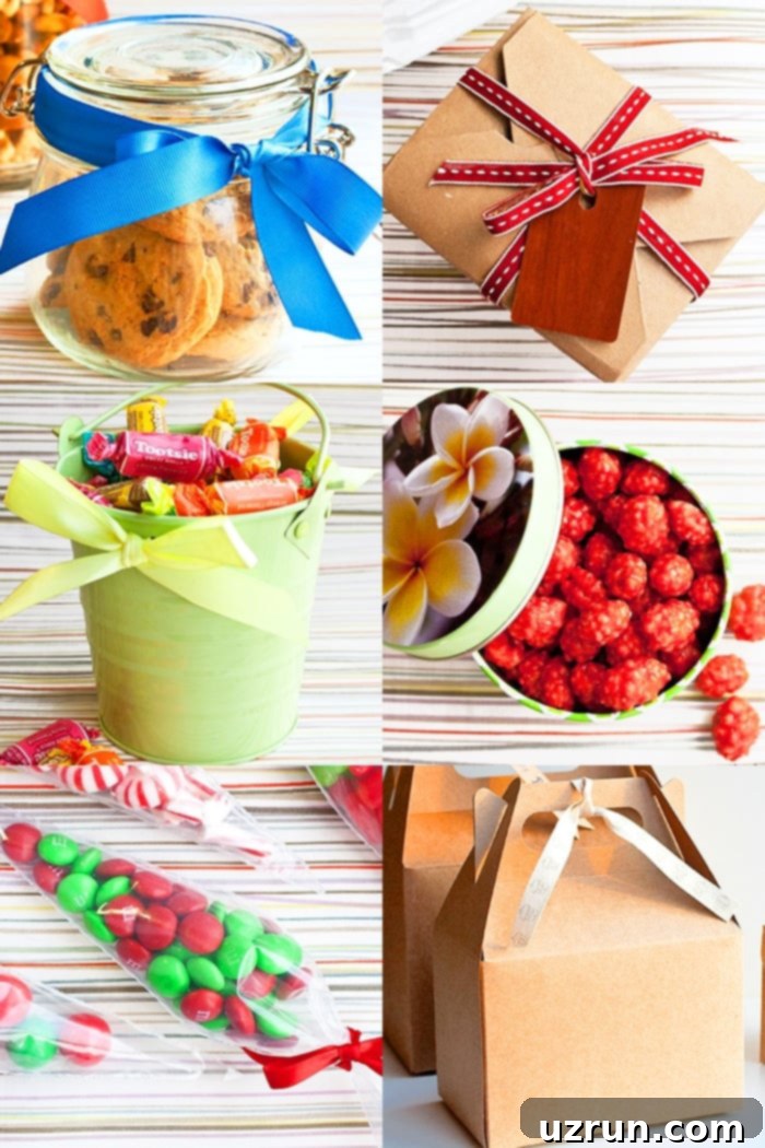 Collage Image With lots of Food and Cookie Packaging Ideas as Homemade Gifts