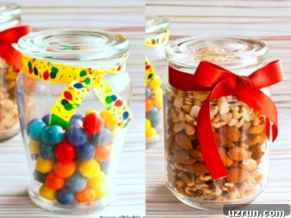 Simple Food and Cookie Packaging Ideas 4 Reusable Candle Jars For Homemade Candy and Nut Mix