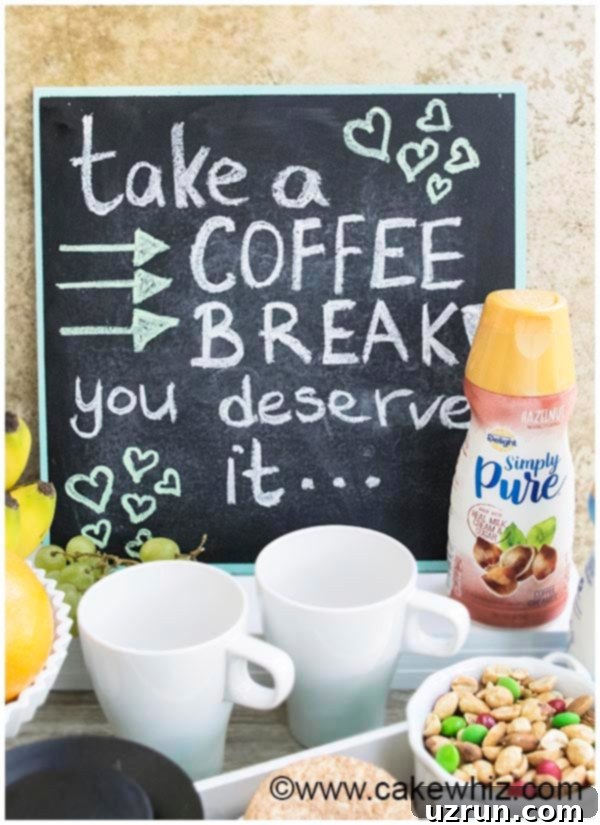 Your Ultimate Home Coffee Oasis 3 Home Coffee Bar Set Up With Snacks and Creamers, featuring a chalkboard.