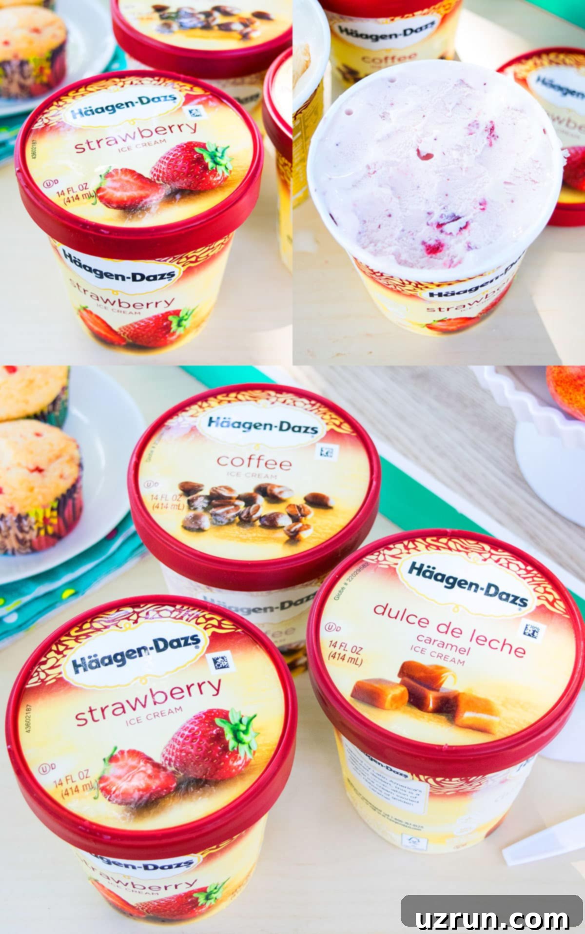 Backyard Fun Kids' Summer Cake 8 Collage Image With Various Flavors of Hagen Dazs Ice Cream.