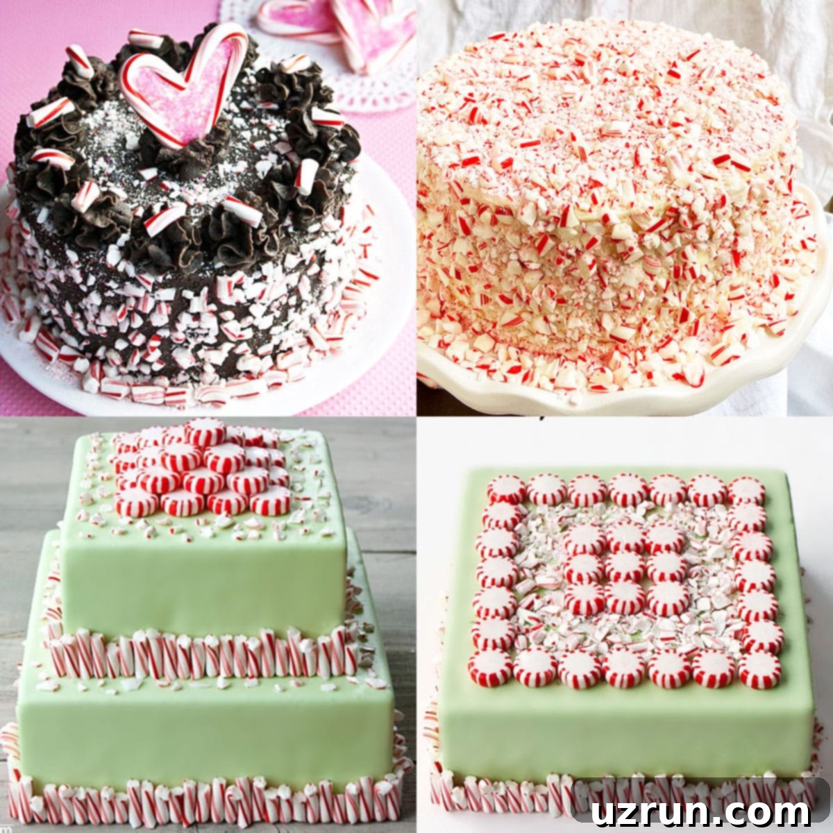 Easy Cake Decorating Ideas for Beginners 18 A festive cake adorned with crushed peppermint and candy canes, creating a holiday-inspired look.