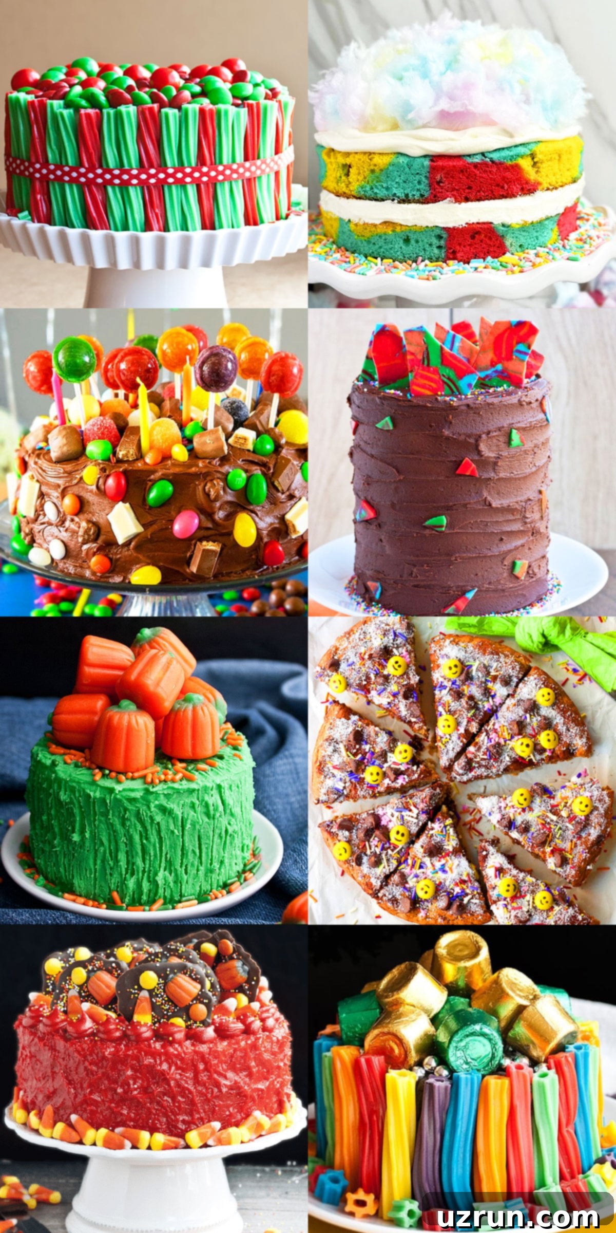 Easy Cake Decorating Ideas for Beginners 3 A vibrant cake decorated with a variety of colorful candies and chocolates.