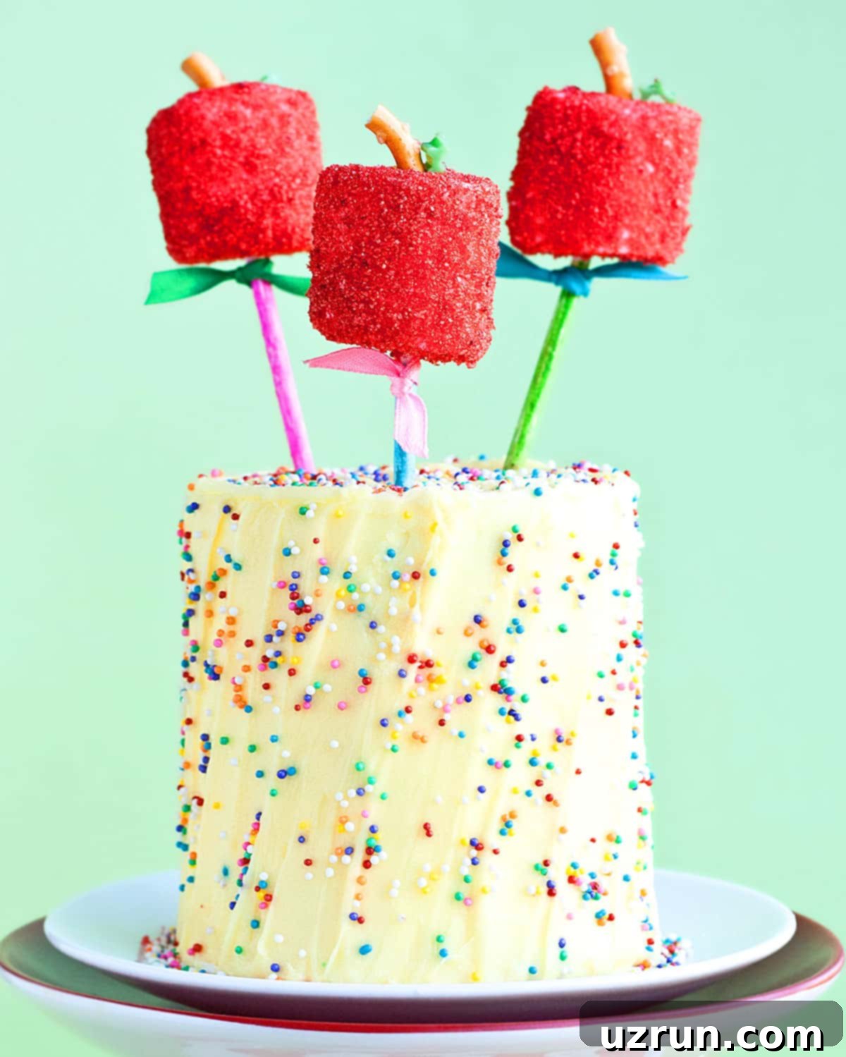 Easy Cake Decorating Ideas for Beginners 21 A vibrant cake adorned with colorful marshmallow pops as playful toppers.
