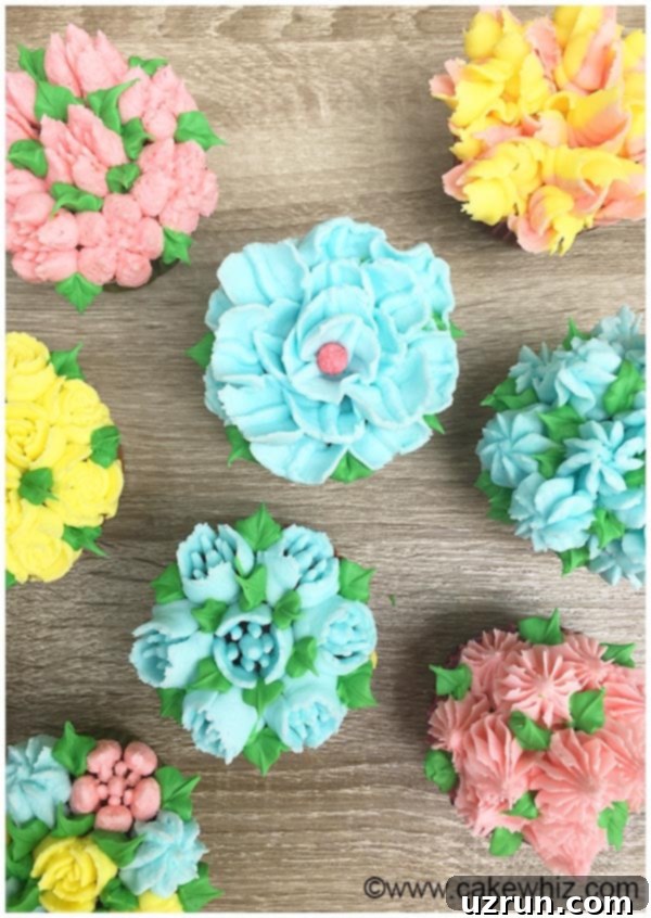 Russian Piping Tips Buttercream Tutorial 5 russian piping tips tutorial 1 - Close-up of different Russian piping tips.