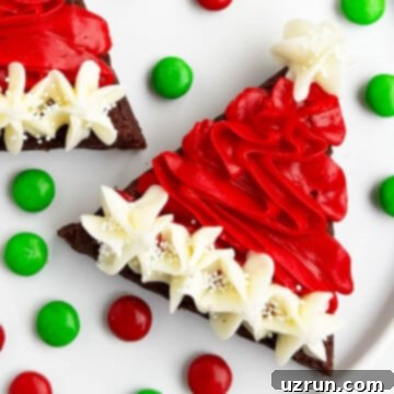 Christmas Santa Hat Brownie Bites 12 Easy Christmas Santa Hat Brownies With Buttercream Frosting on White Dish.