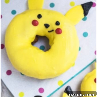 Easy Pokemon Pikachu Donuts 5 Pokemon Donuts (Pikachu Donuts) on Polka Dot Napkin.