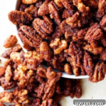 Homemade Candied Nuts 5 Easy Homemade Candied Nuts (Glazed Nuts) in Bowl- Overhead Shot