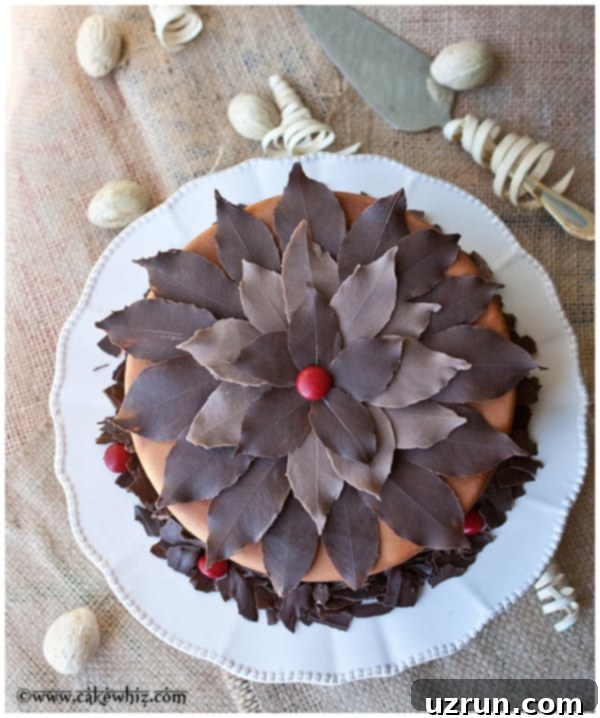 Easy Homemade Chocolate Leaves on Top of Cake