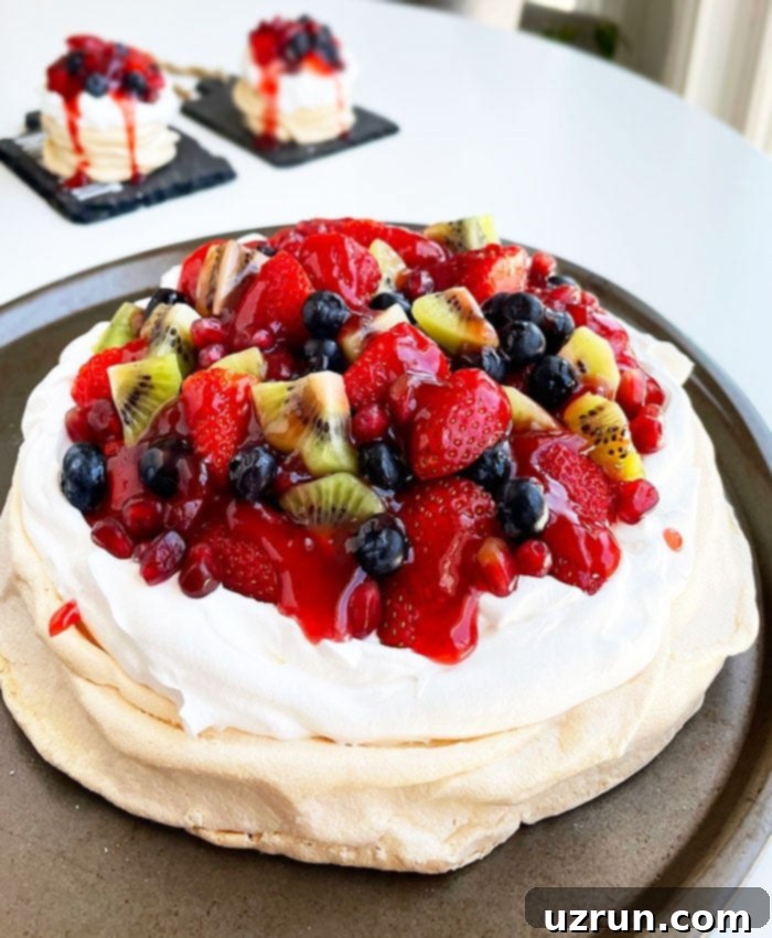 Easy Homemade Strawberry Pavlova on Round Baking Tray