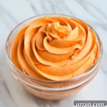 Easy Pumpkin Cream Cheese Frosting 12 Easy homemade pumpkin cream cheese frosting in a glass bowl.